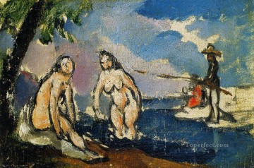 Paul Cezanne Painting - Bathers and Fisherman with a Line Paul Cezanne